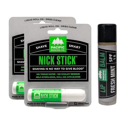 Pacific Shaving Company Groom & Protect Set including Nick Stick and Fresh Mint Lip Balm