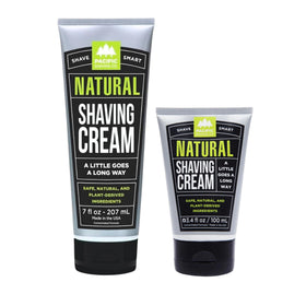 Pacific Shaving Company Natural Shaving Cream full-size and travel size packaging