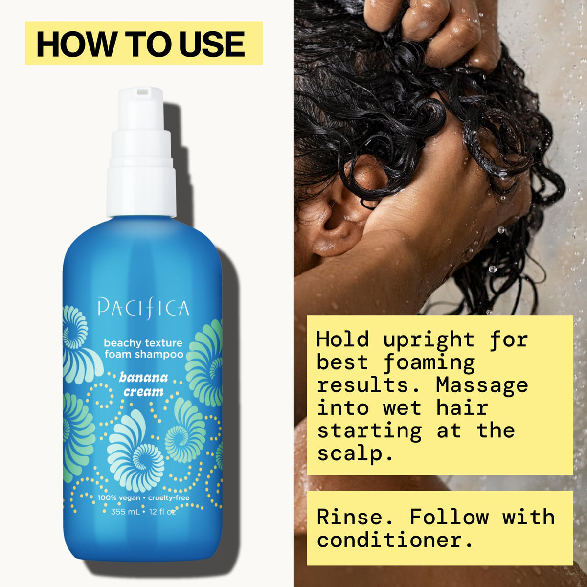 Pacifica Banana Cream Beachy Texture Foam Shampoo packaging