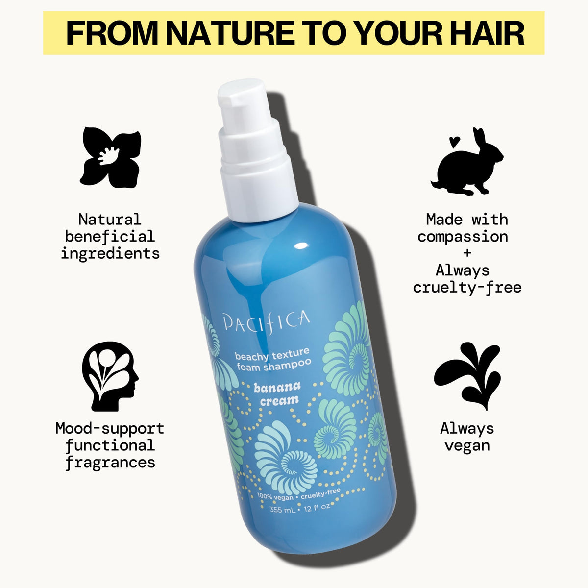 Pacifica Banana Cream Beachy Texture Foam Shampoo with foam texture