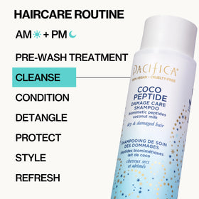 Pacifica Coco Peptide Damage Care Shampoo lifestyle scene in bathroom