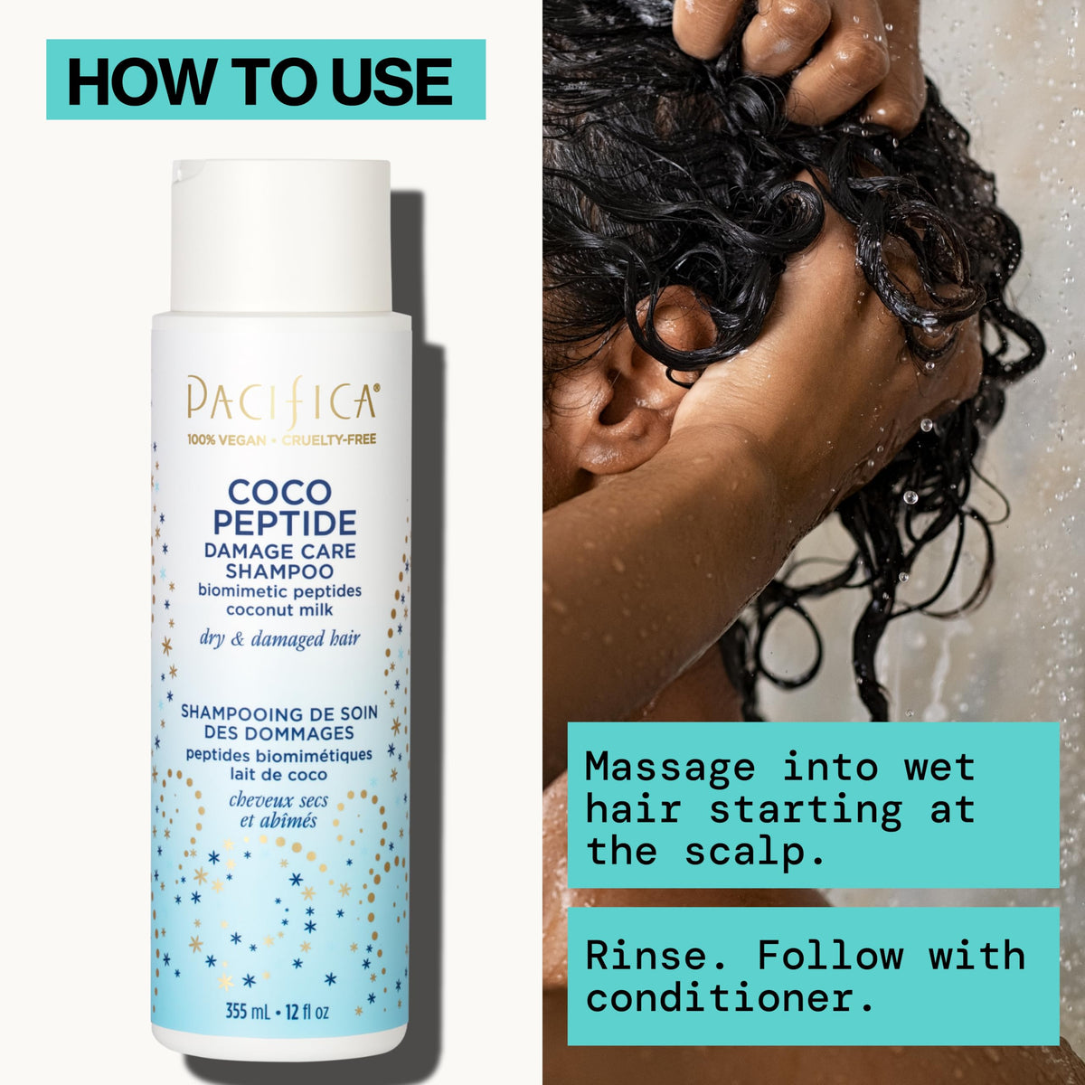 Pacifica Coco Peptide Damage Care Shampoo with matching conditioner