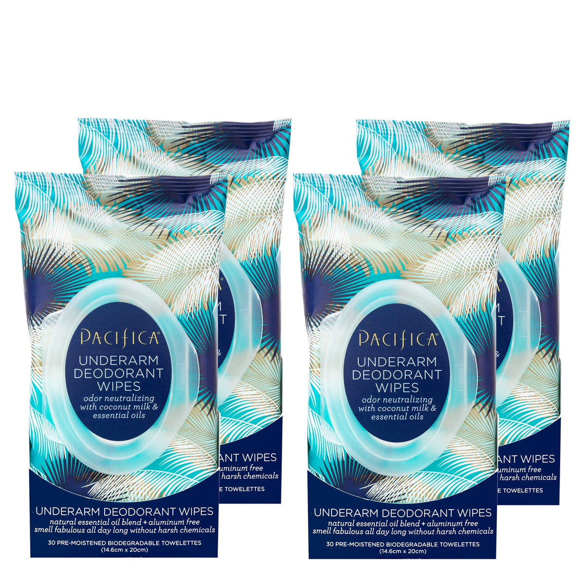 Pacifica Coconut Milk Deodorant Wipes front view with packaging