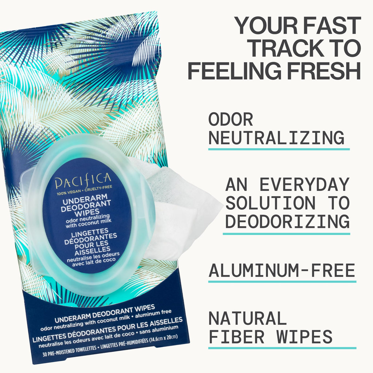 Pacifica Coconut Milk Deodorant Wipes in a gym bag