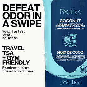 Pacifica Coconut Milk Deodorant Wipes open with wipes visible