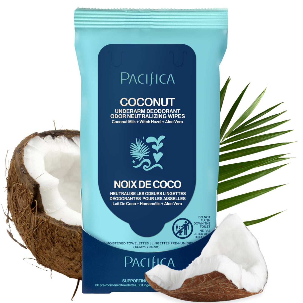 Pacifica Coconut Milk Deodorant Wipes packaging front view