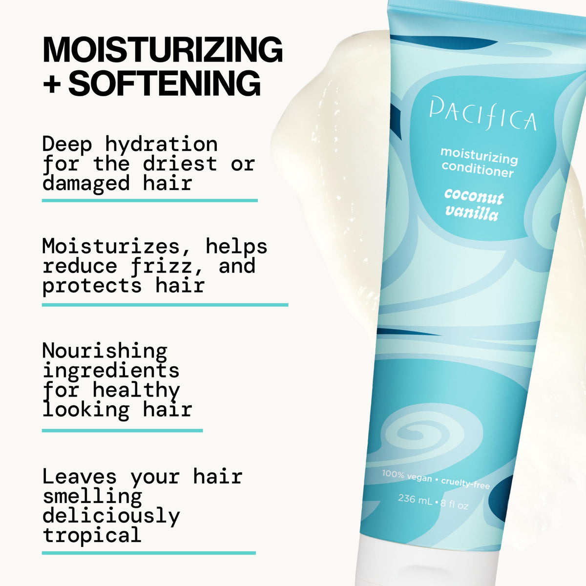 Pacifica Coconut Vanilla Conditioner side view showing packaging details