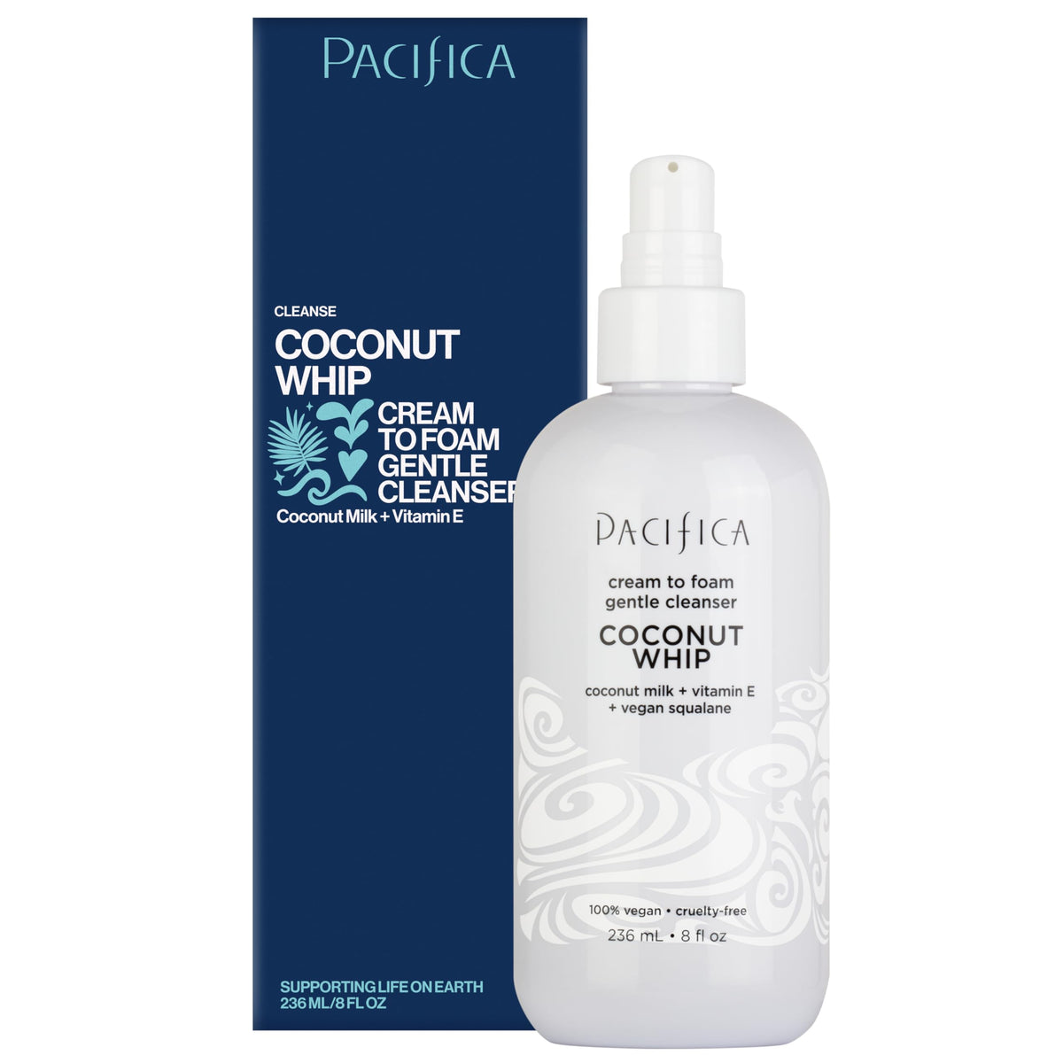 Pacifica Coconut Whip Cream-to-Foam Face Wash 8oz back view