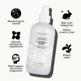 Pacifica Coconut Whip Cream-to-Foam Face Wash 8oz side view