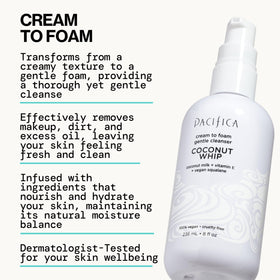 Pacifica Coconut Whip Cream-to-Foam Face Wash with coconut and vanilla scent