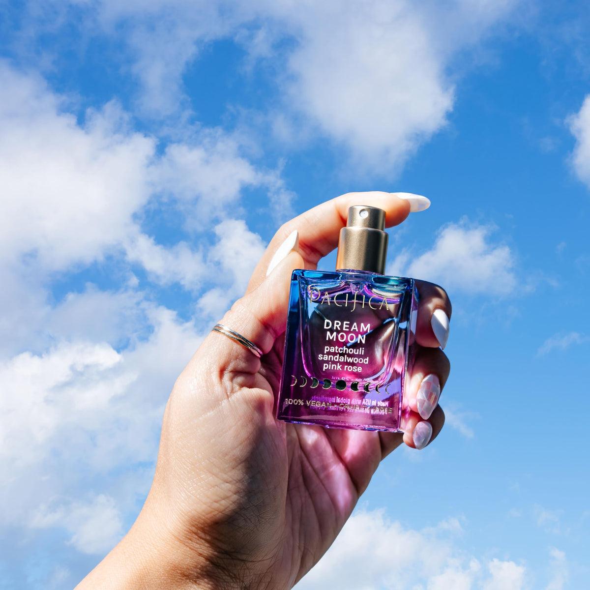 Pacifica Dream Moon Spray Perfume bottle in hand