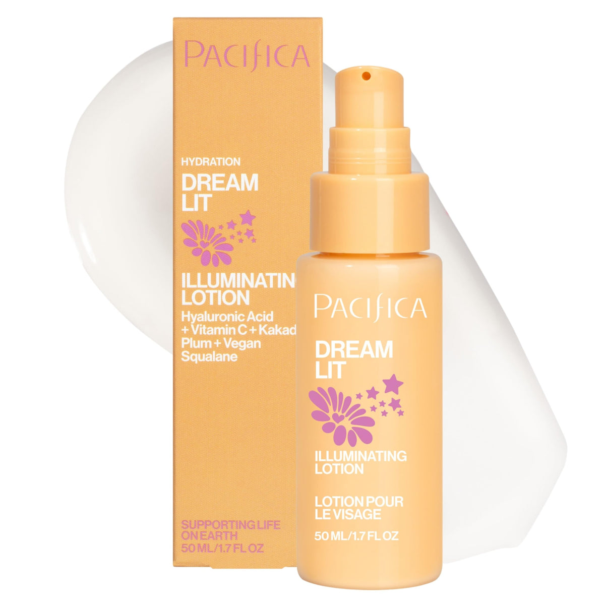 Pacifica Dreamlit Illuminating Facial Lotion front view with pump