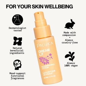 Pacifica Dreamlit Lotion packaging with natural ingredients