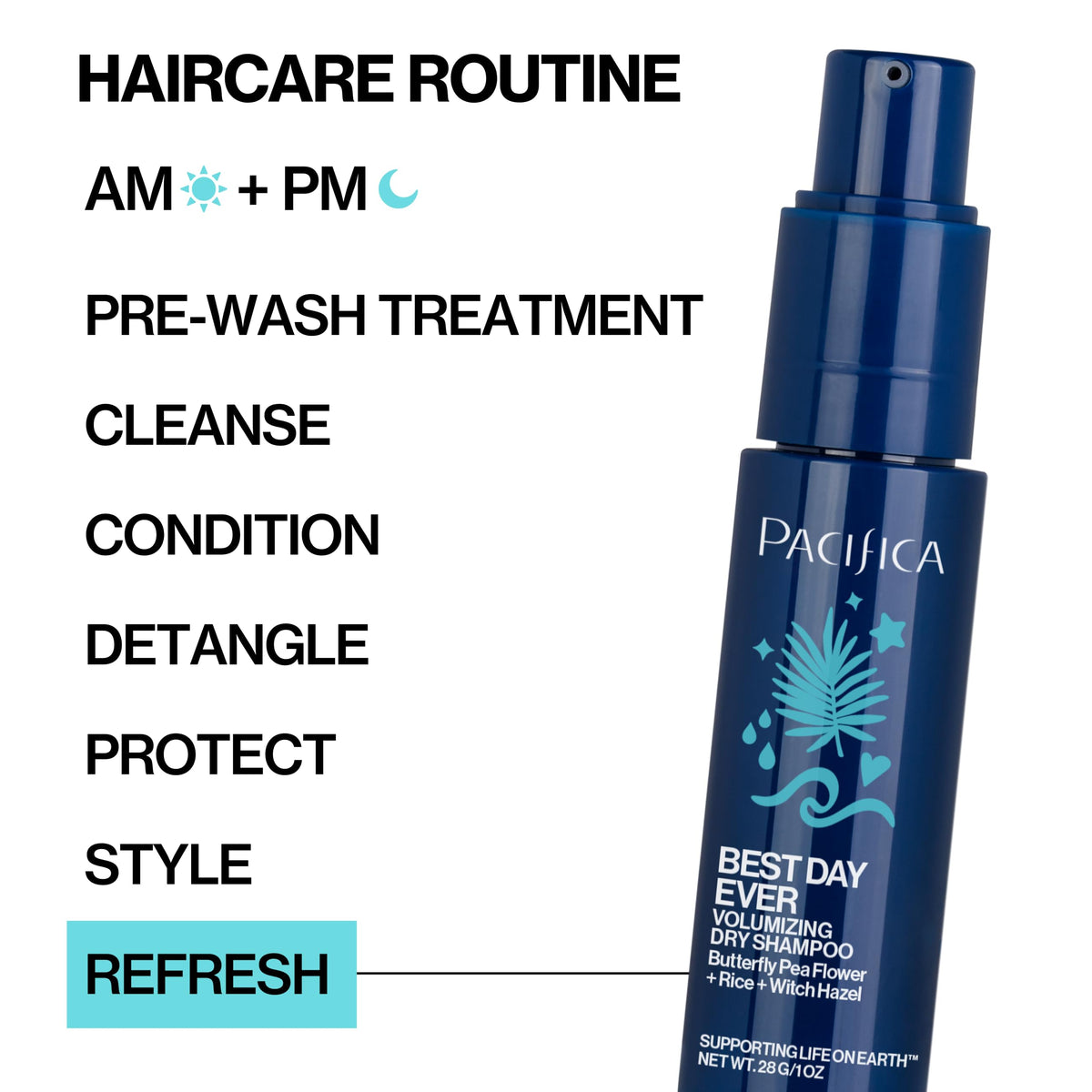 Pacifica Dry Shampoo Powder on a bathroom counter