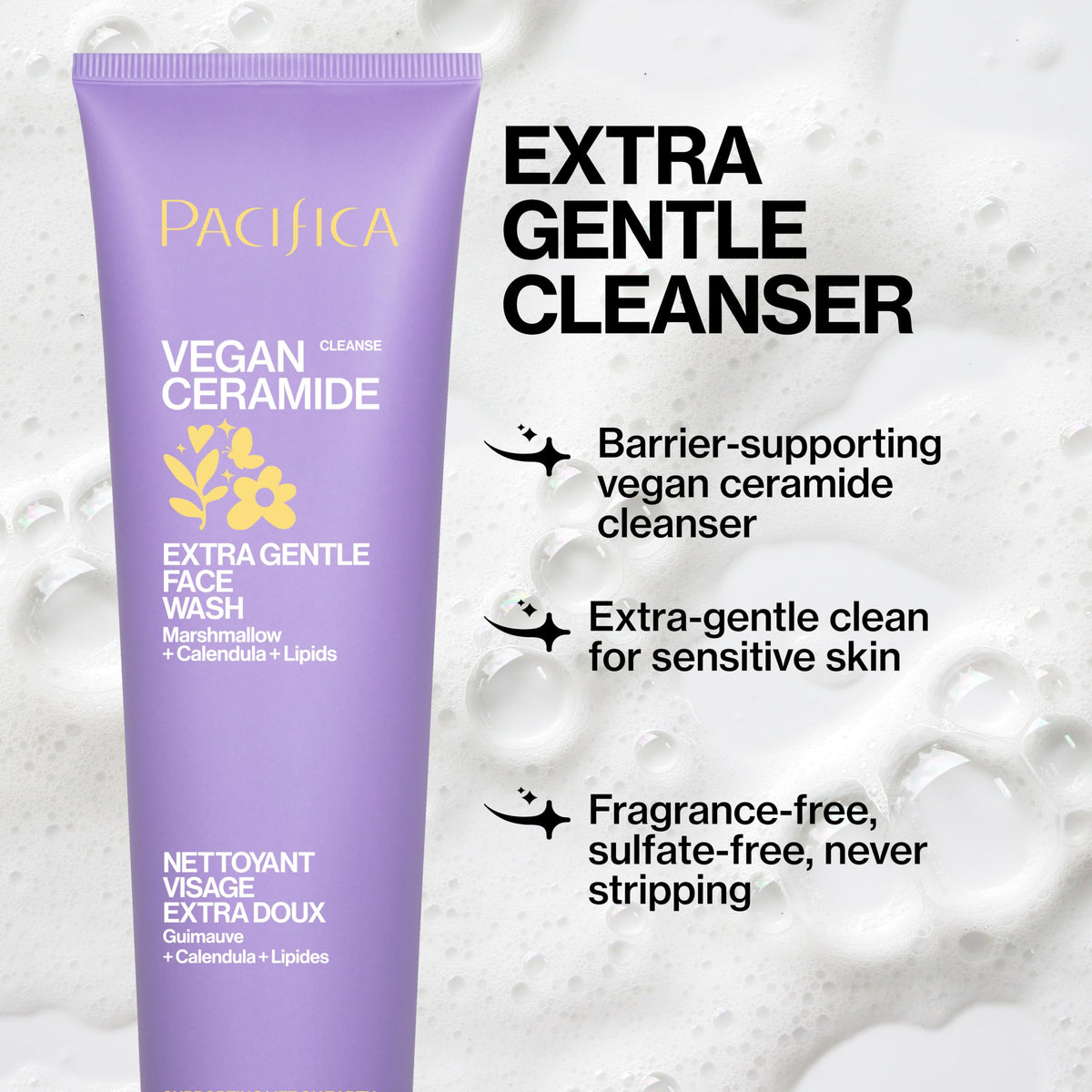 Pacifica Face Wash tube with vegan ceramide ingredients