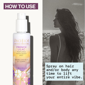 Pacifica French Lilac Hair & Body Mist packaging details
