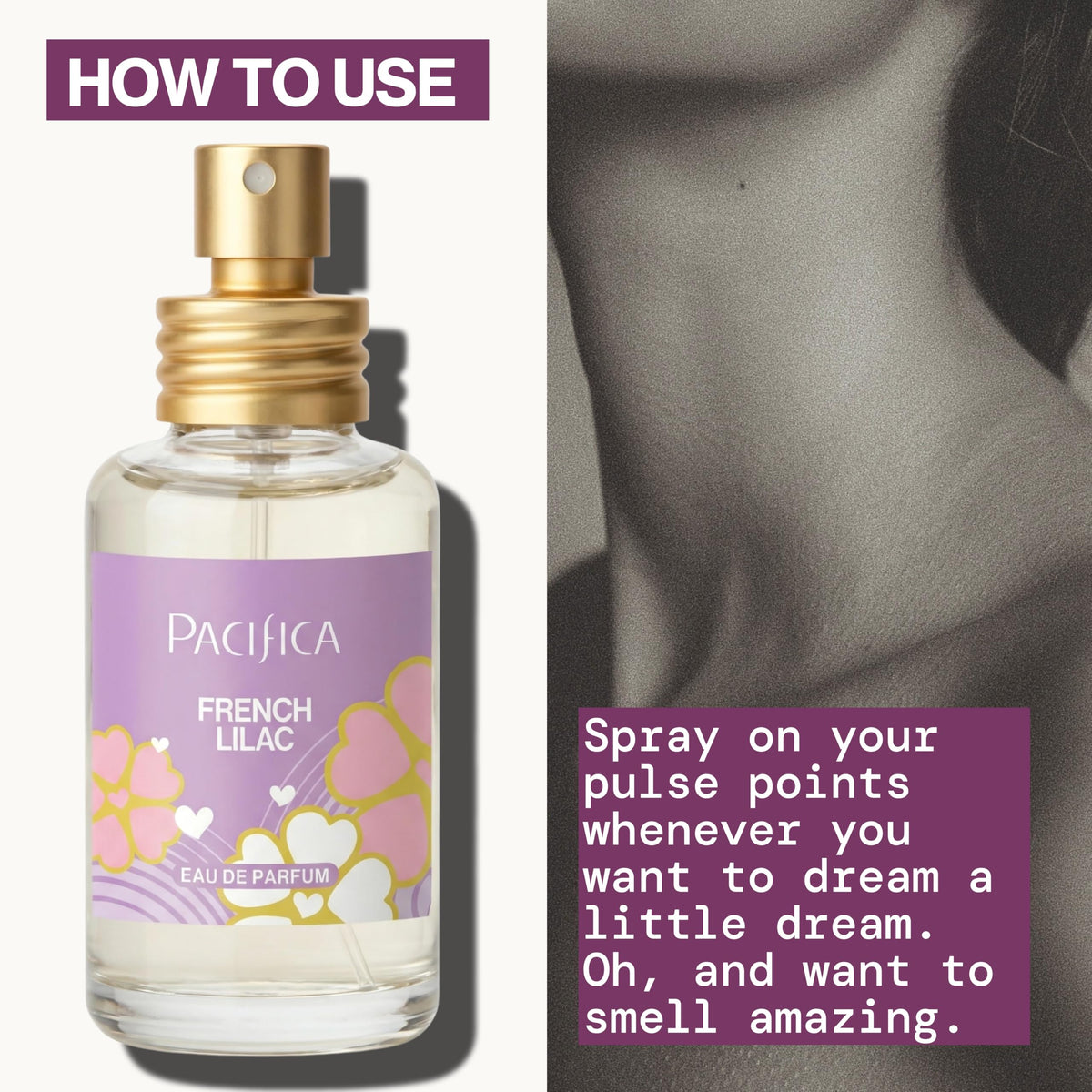 Pacifica French Lilac Spray Perfume packaging details