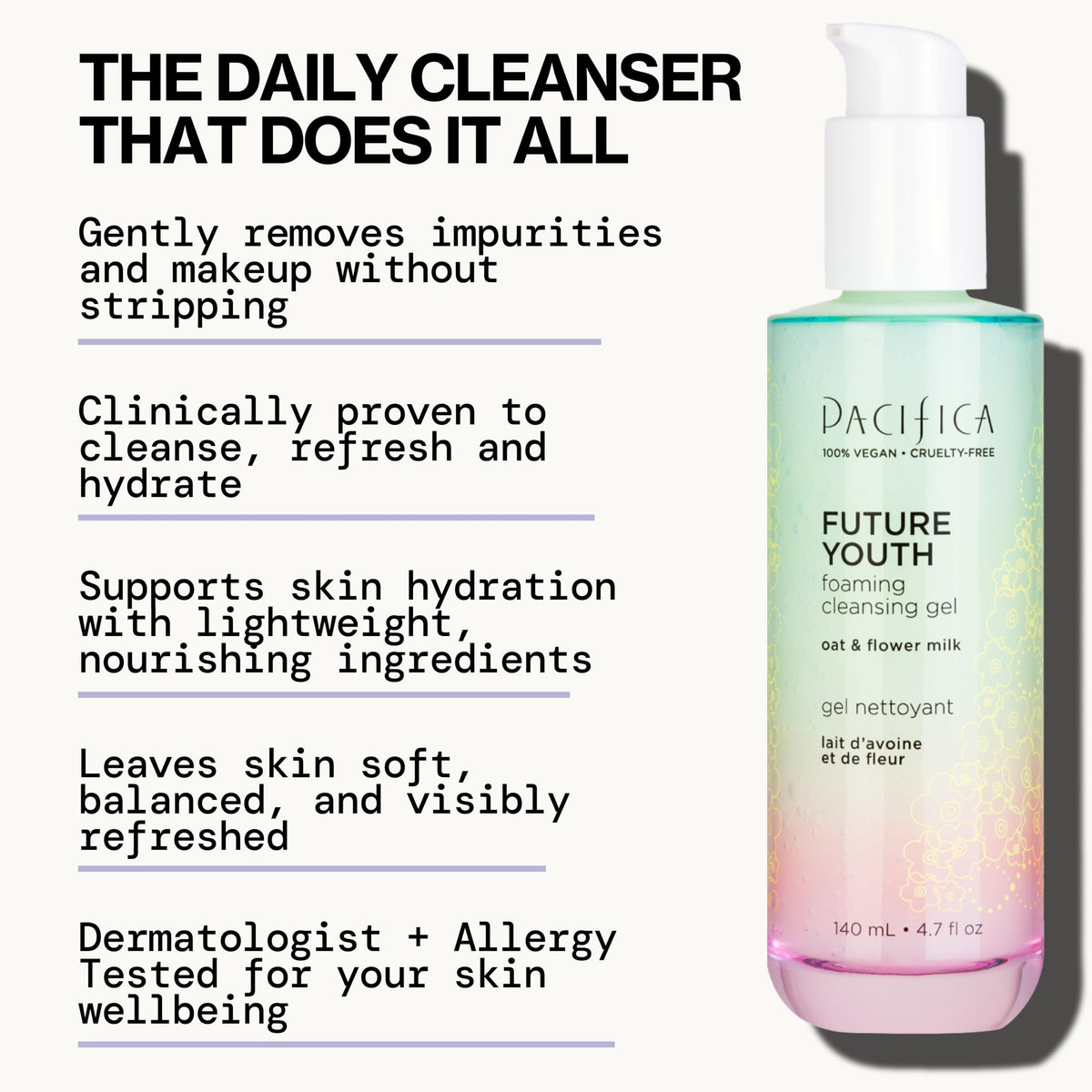 Pacifica Future Youth Foaming Face Wash packaging side view
