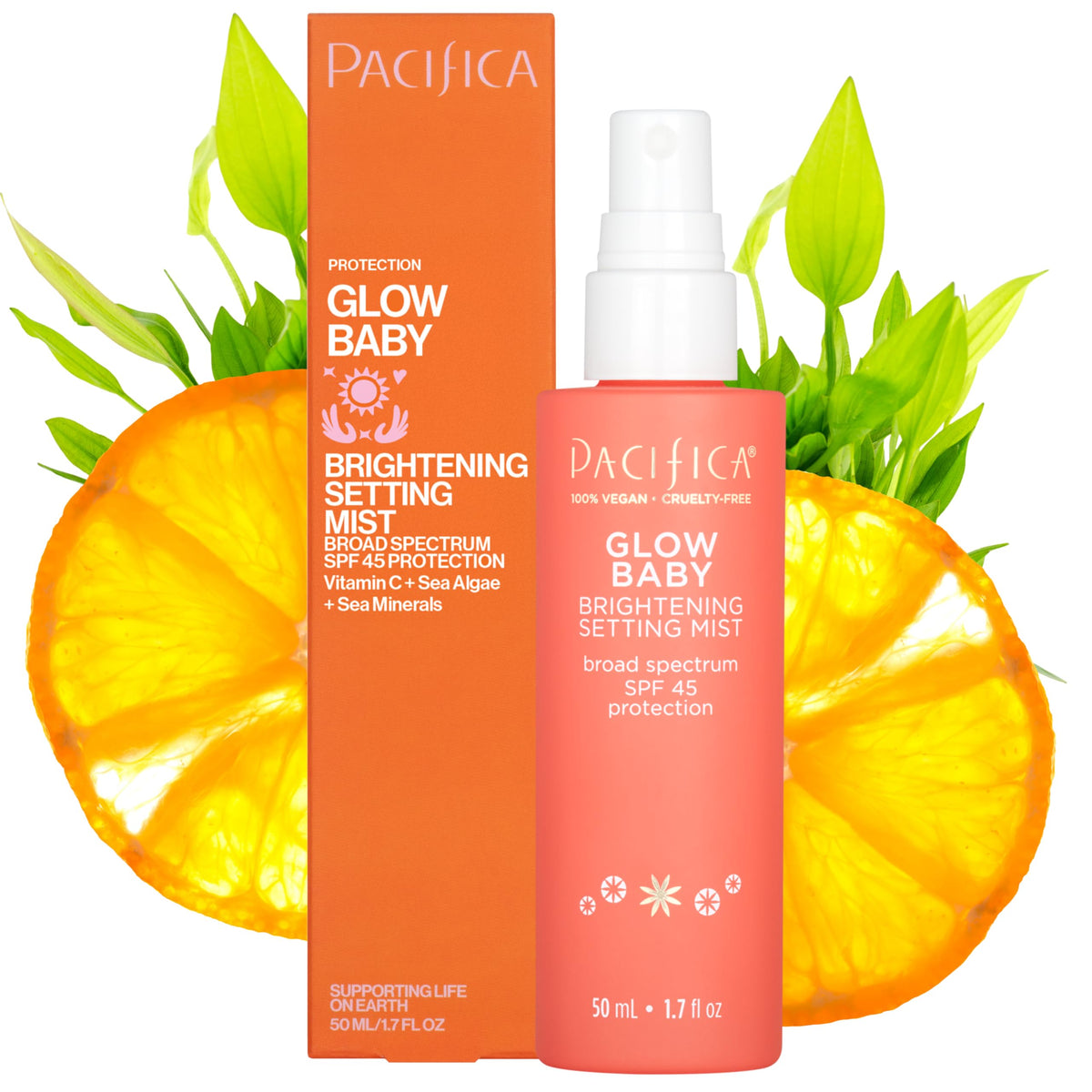 Pacifica Glow Baby Brightening Mist front view, 1.7 fl oz bottle