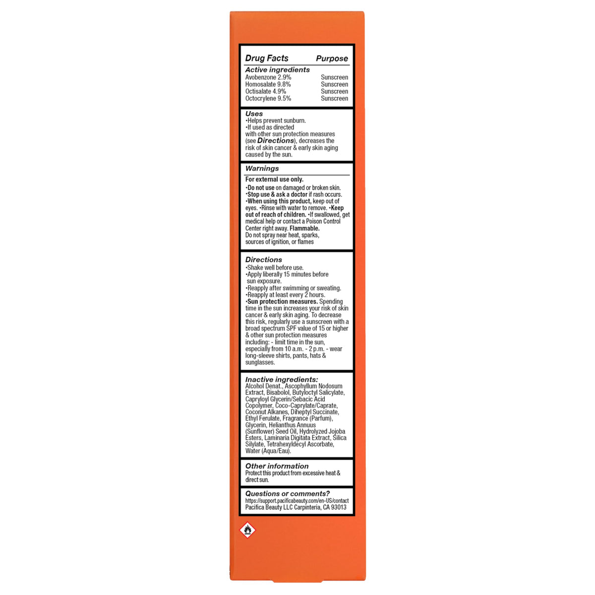 Pacifica Glow Baby Brightening Mist with ingredients displayed