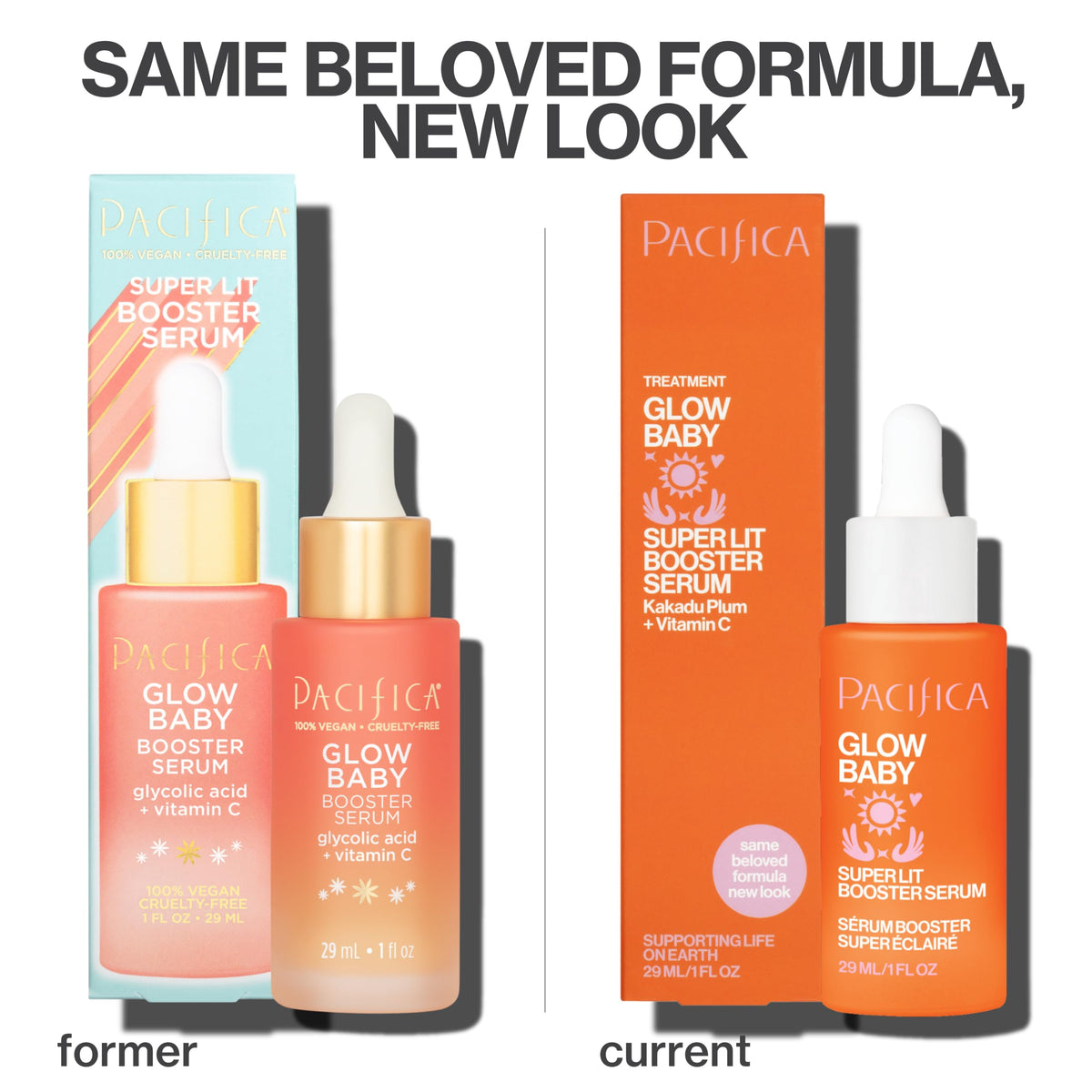 Pacifica Glow Baby Serum with Kakadu plum background
