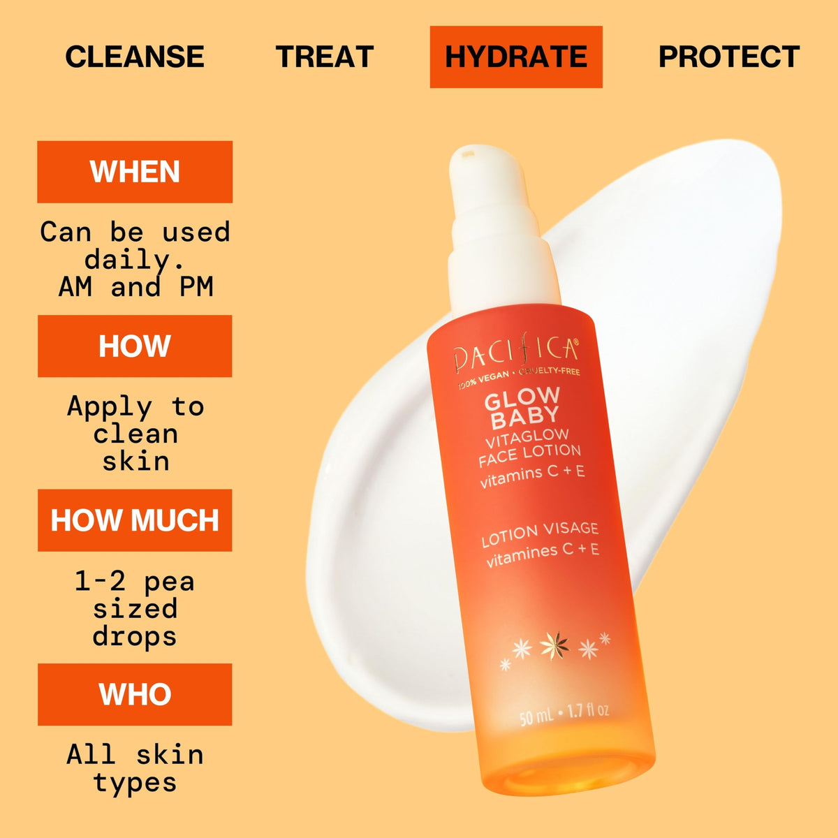 Pacifica Glow Baby VitaGlow Face Lotion application on skin