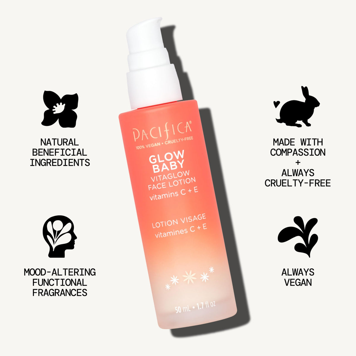 Pacifica Glow Baby VitaGlow Face Lotion back view