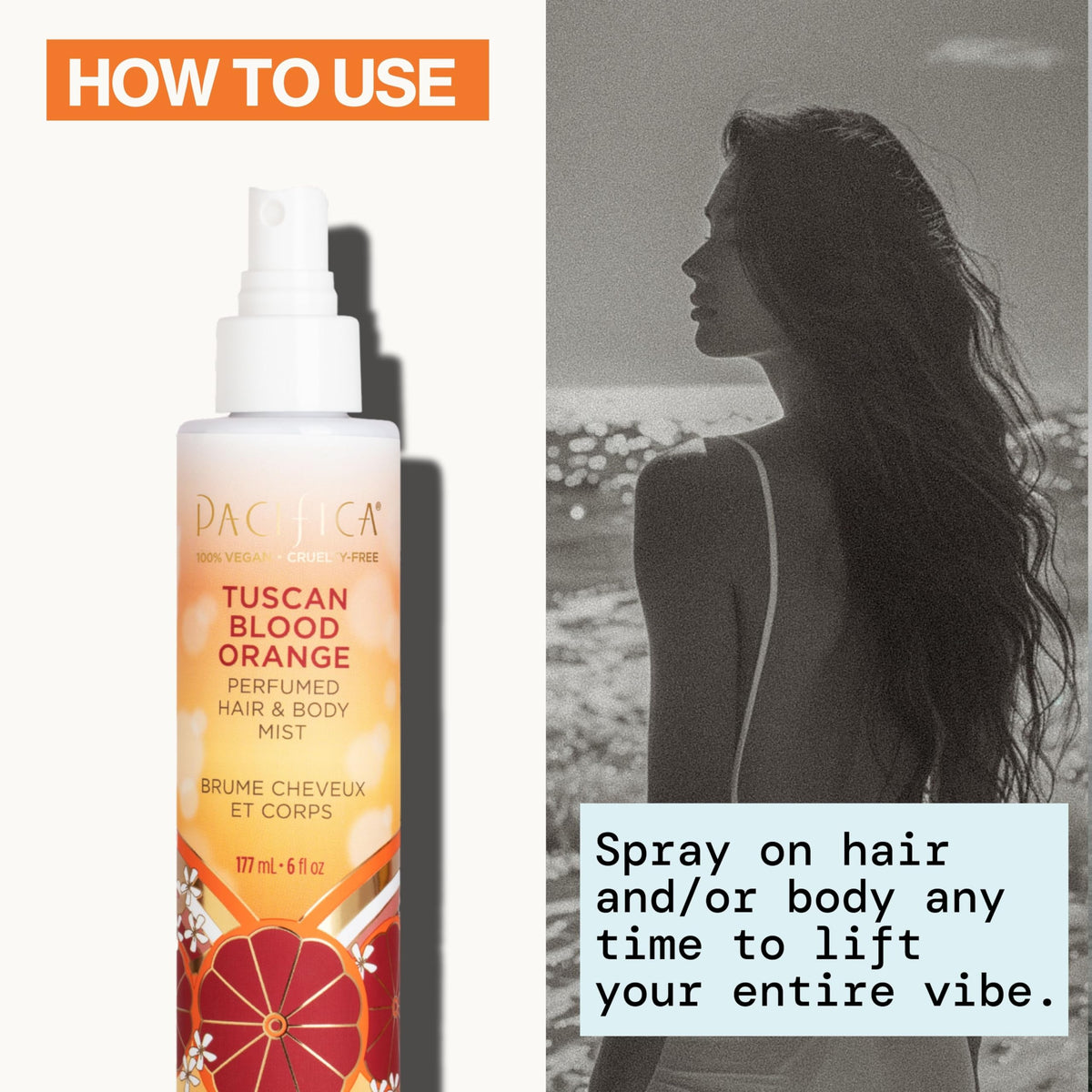 Pacifica Hair & Body Fragrance Mist Tuscan Blood Orange with packaging