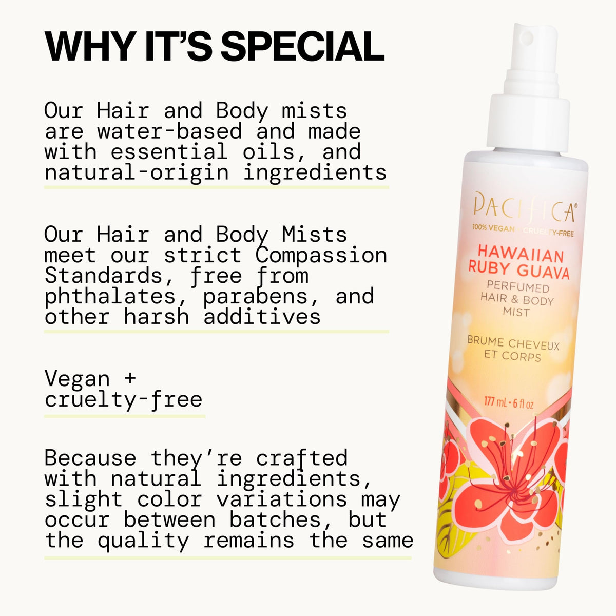 Pacifica Hawaiian Ruby Guava Body Mist on a vanity
