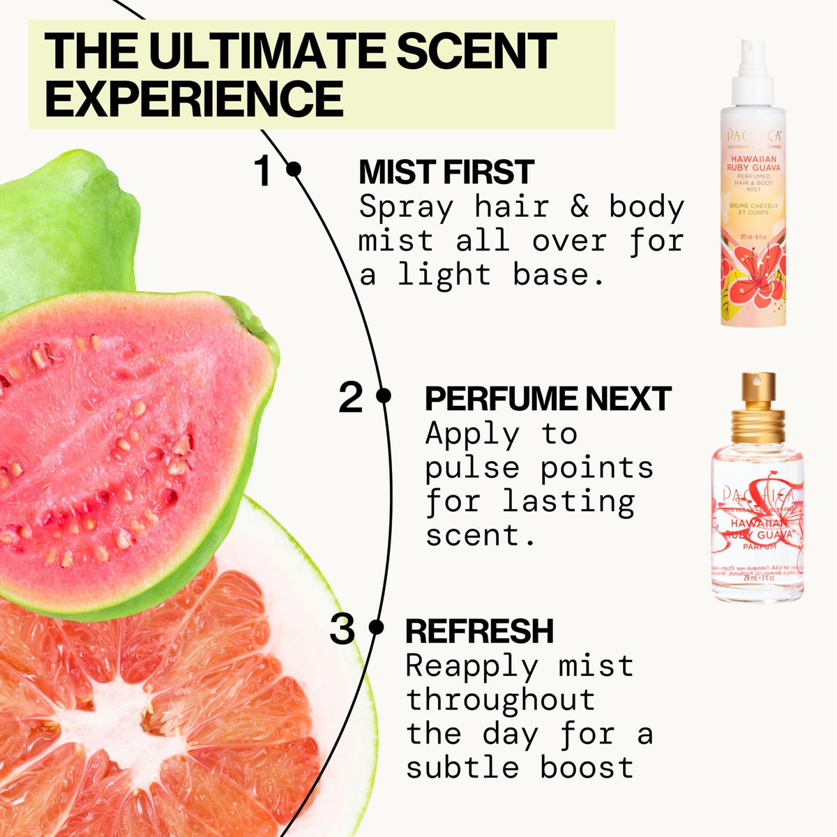 Pacifica Hawaiian Ruby Guava Body Mist with eco-friendly packaging