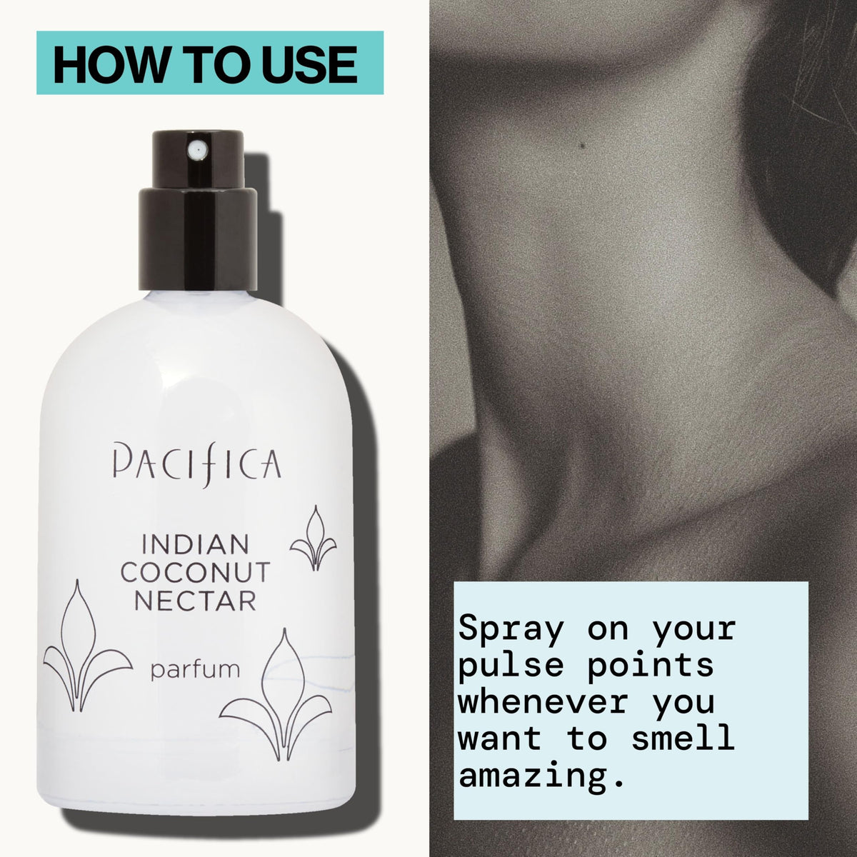 Pacifica Indian Coconut Nectar Spray Perfume 2 oz on a vanity