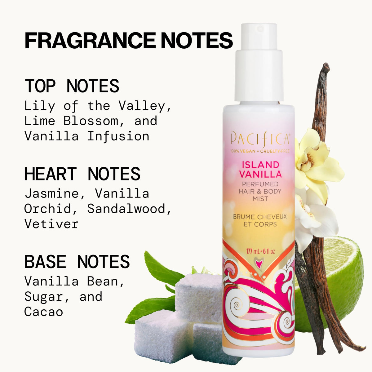Pacifica Island Vanilla Hair Mist & Body Spray with tropical plants