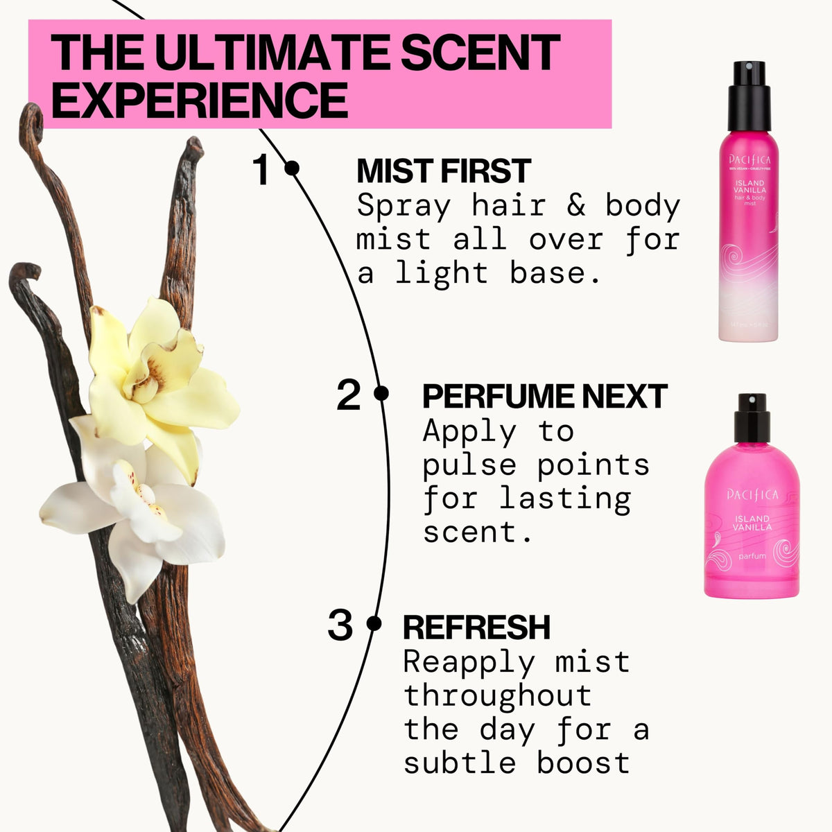 Pacifica Island Vanilla Spray Perfume 2oz on a vanity