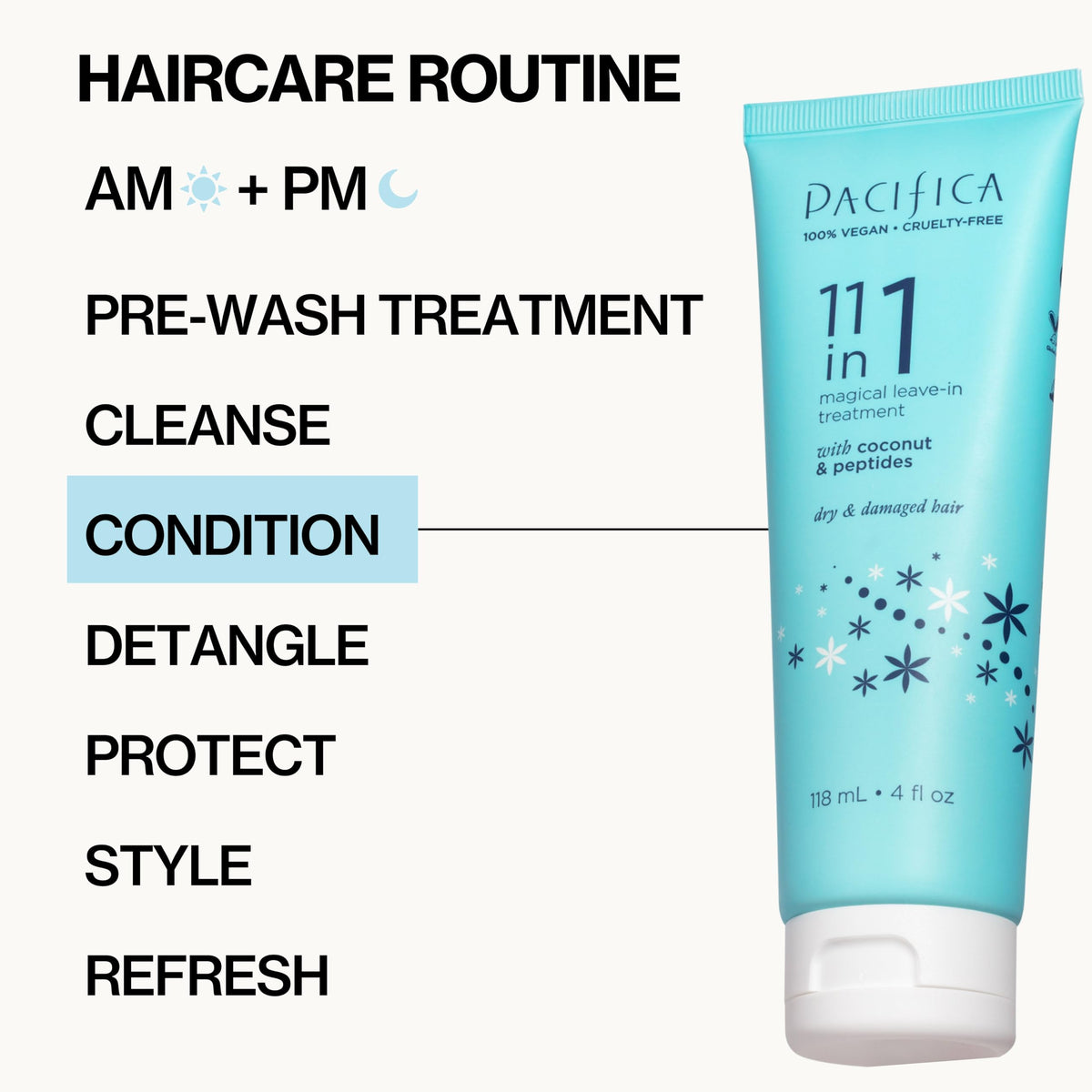 Pacifica Leave In Conditioner on a bathroom shelf