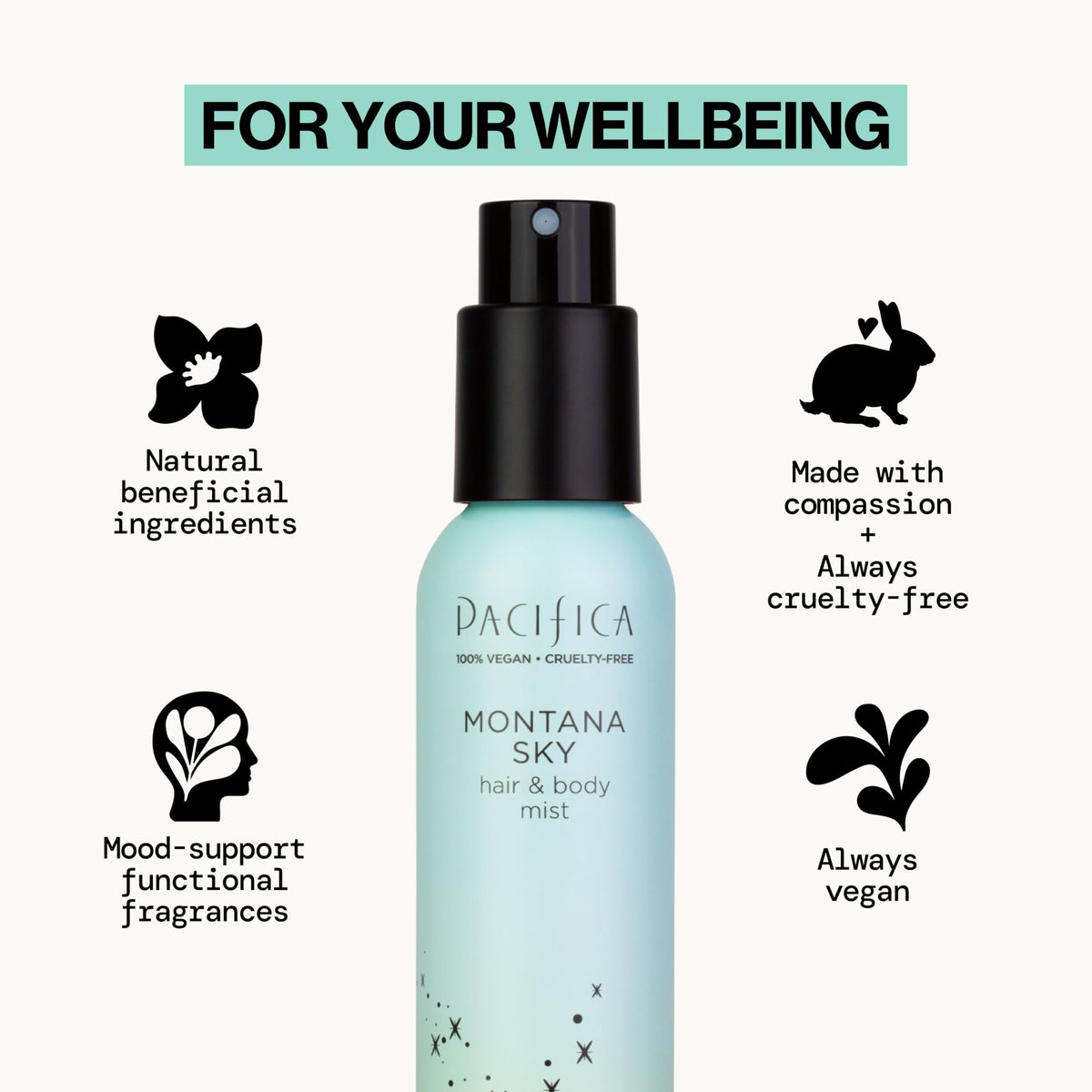 Pacifica Montana Sky Body Mist on a vanity