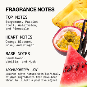 Pacifica Passion Fruit Body Mist bottle with tropical background