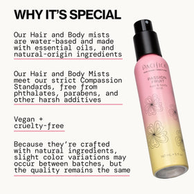 Pacifica Passion Fruit Body Mist packaging details