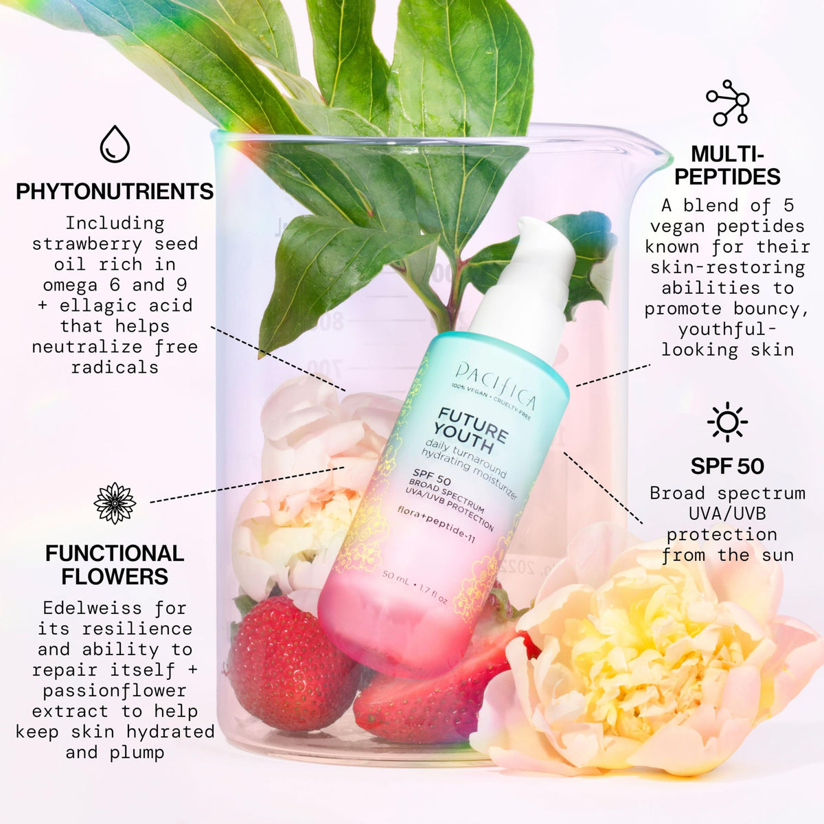 Pacifica Peptide Face Moisturizer with sun protection label