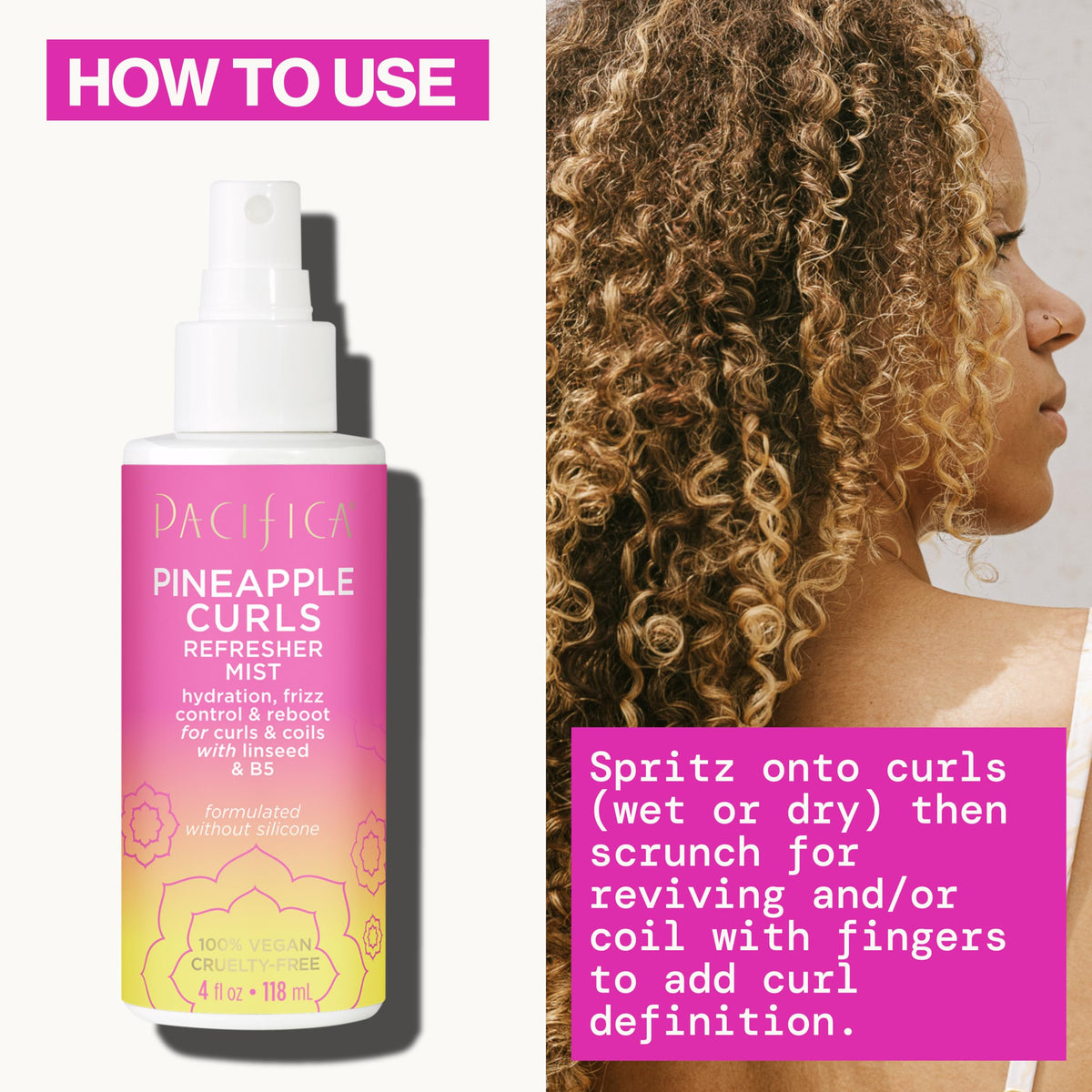 Pacifica Pineapple Curls Refresher Mist ingredients list
