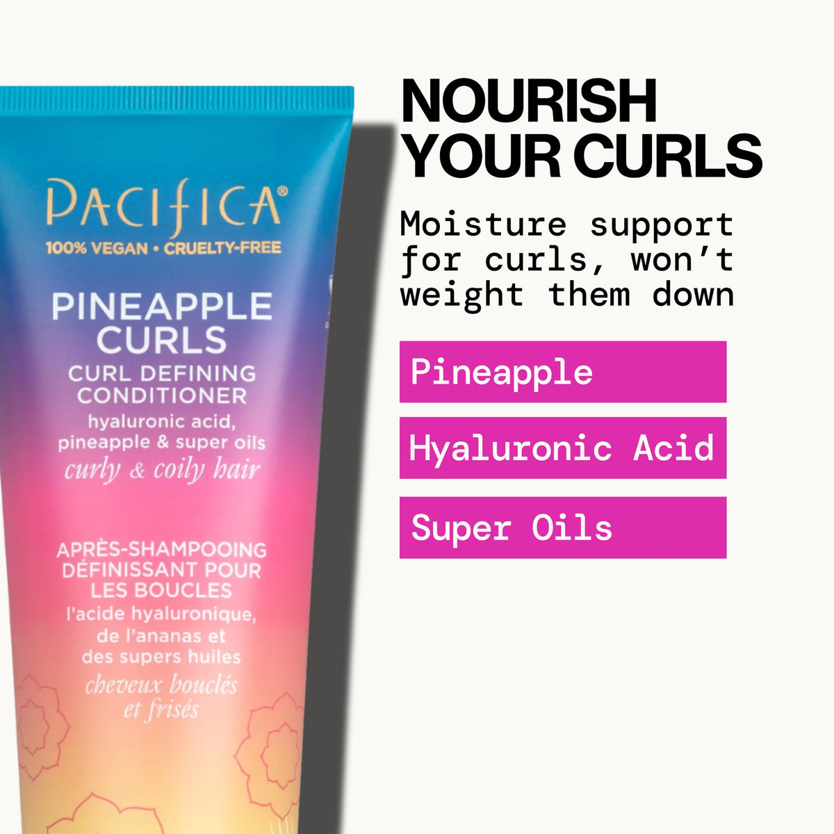Pacifica Pineapple Curls Shampoo bottle with pineapple design