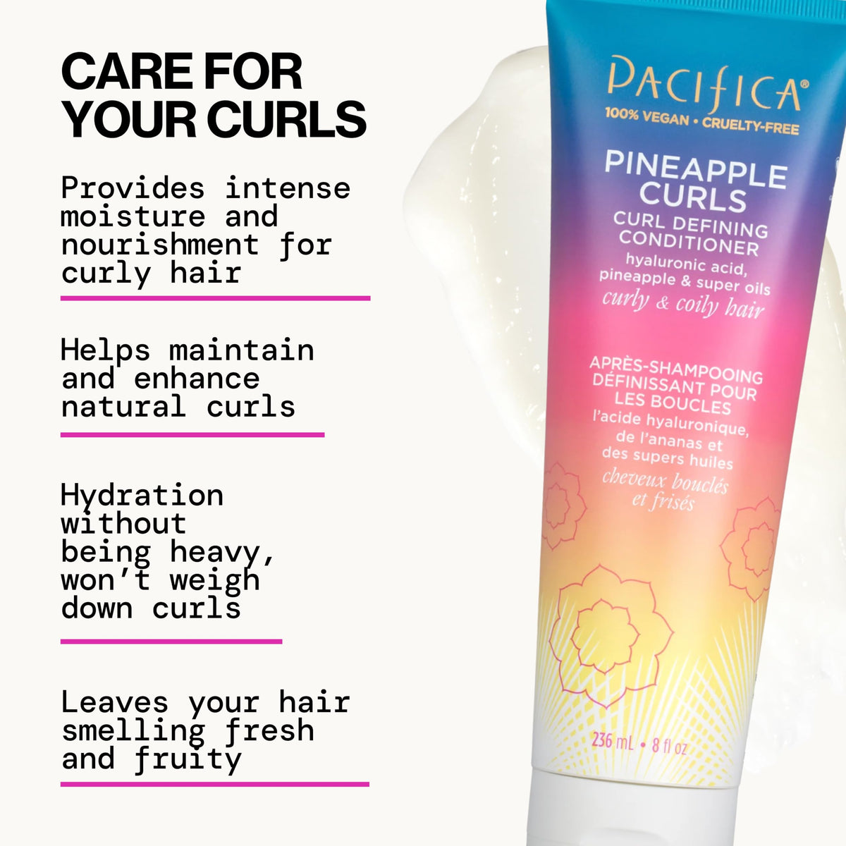Pacifica Pineapple Swirl Curl Defining Cream in use on curls