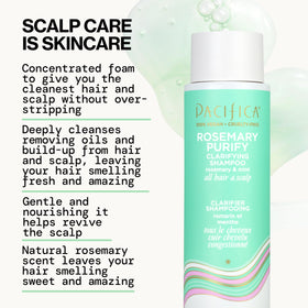 Pacifica Rosemary Purify Shampoo and Conditioner set on a bathroom shelf