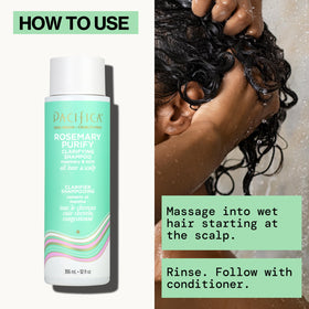 Pacifica Rosemary Purify Shampoo in a shower setting