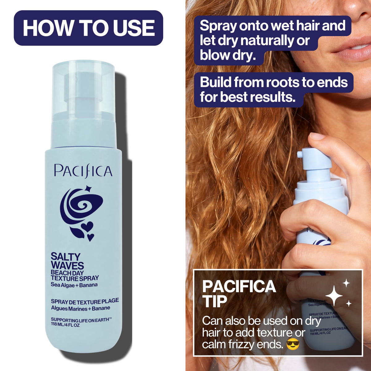 Pacifica Salty Waves Sea Salt Spray 4oz lifestyle scene