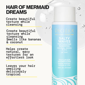 Pacifica Salty Waves Shampoo and Conditioner set on a bathroom counter