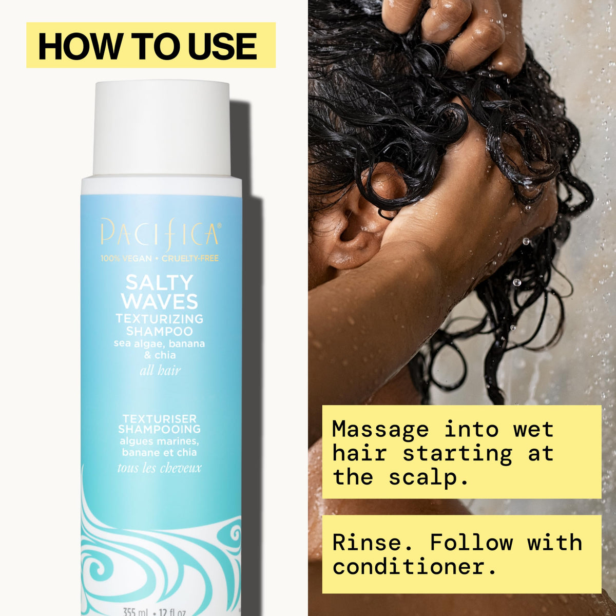 Pacifica Salty Waves Texturizing Shampoo bottle with sea algae and chia seeds