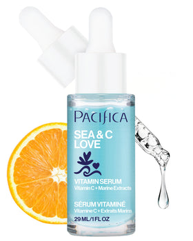 Pacifica Sea & C Love Vitamin C Serum front view with blue packaging