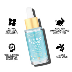 Pacifica Sea & C Love Vitamin C Serum with ingredients displayed