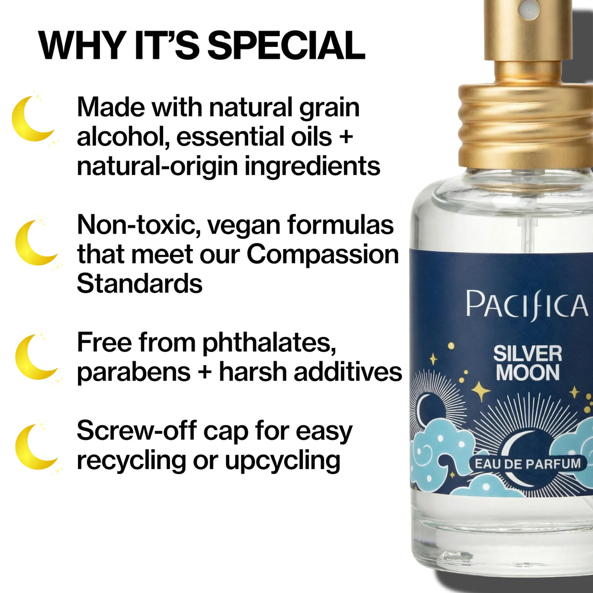 Pacifica Silver Moon Perfume 1oz bottle side view