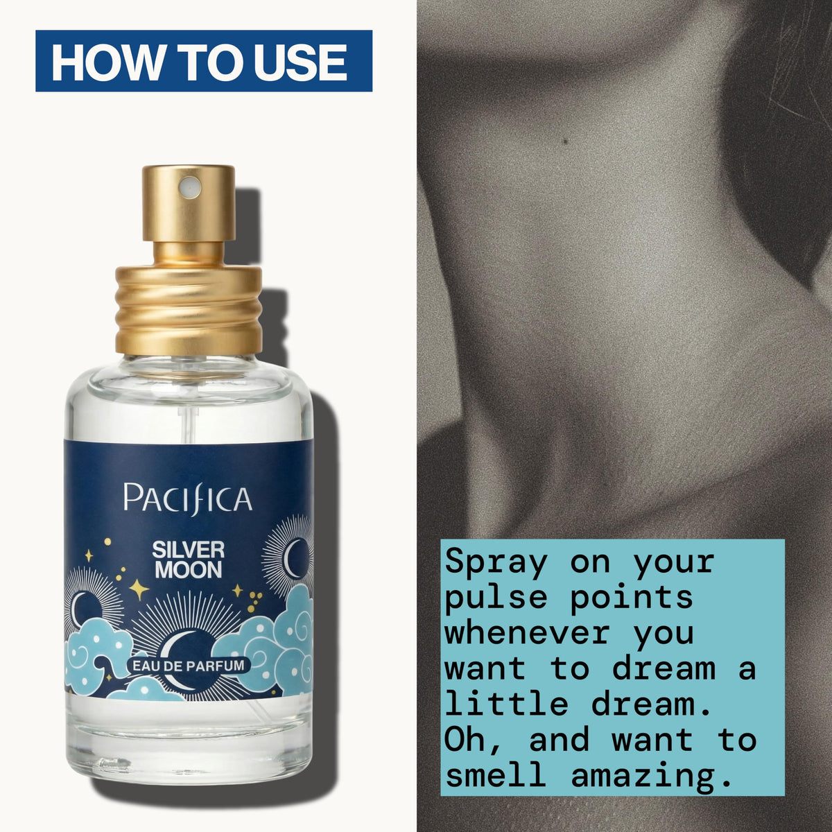 Pacifica Silver Moon Perfume 1oz bottle with floral background